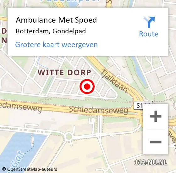 Locatie op kaart van de 112 melding: Ambulance Met Spoed Naar Rotterdam, Gondelpad op 17 juli 2020 00:45
