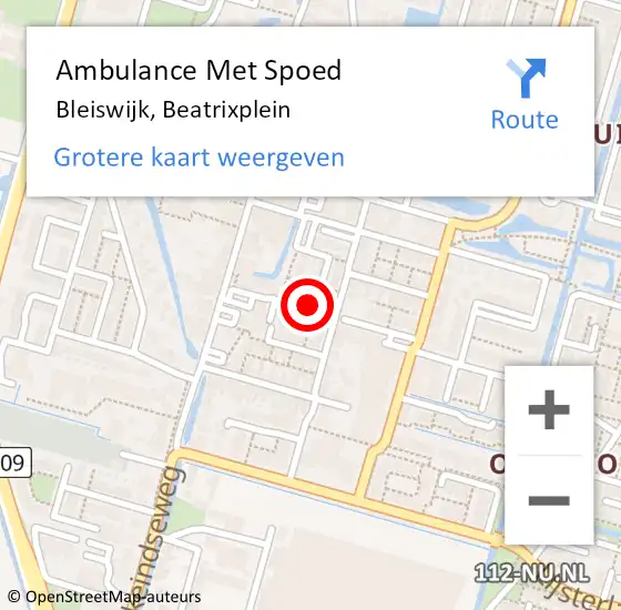 Locatie op kaart van de 112 melding: Ambulance Met Spoed Naar Bleiswijk, Beatrixplein op 17 juli 2020 07:28