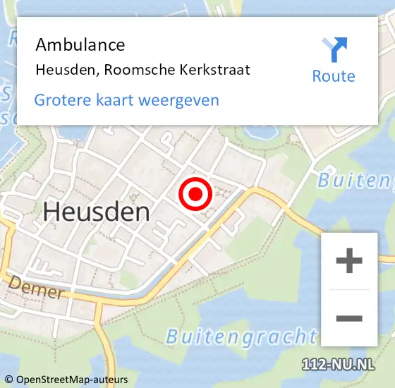 Locatie op kaart van de 112 melding: Ambulance Heusden, Roomsche Kerkstraat op 17 juli 2020 08:18