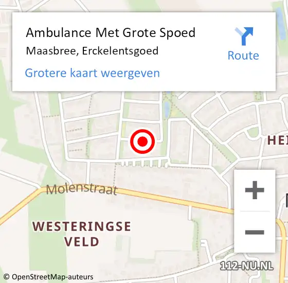 Locatie op kaart van de 112 melding: Ambulance Met Grote Spoed Naar Maasbree, Erckelentsgoed op 12 mei 2014 20:39