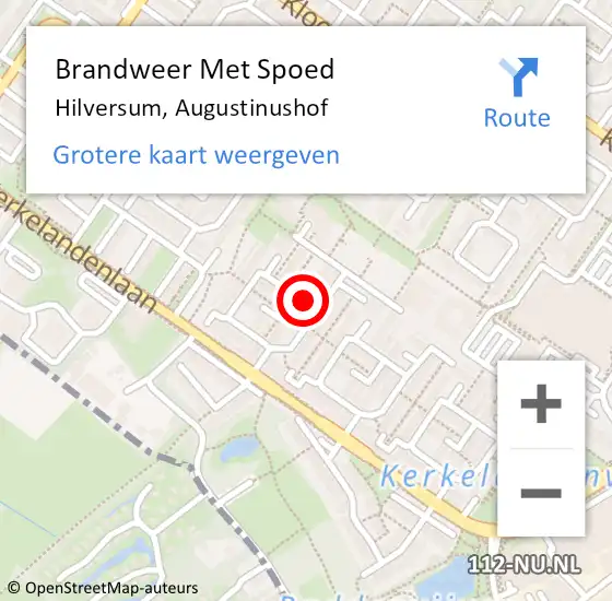 Locatie op kaart van de 112 melding: Brandweer Met Spoed Naar Hilversum, Augustinushof op 17 juli 2020 08:30