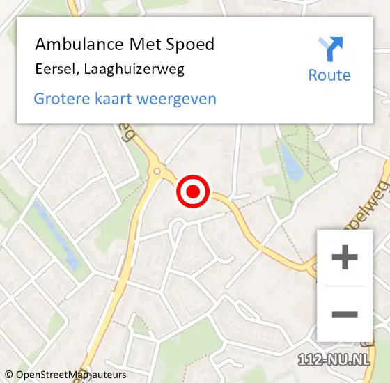 Locatie op kaart van de 112 melding: Ambulance Met Spoed Naar Eersel, Laaghuizerweg op 17 juli 2020 08:49