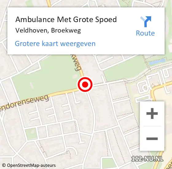 Locatie op kaart van de 112 melding: Ambulance Met Grote Spoed Naar Veldhoven, Broekweg op 17 juli 2020 09:18