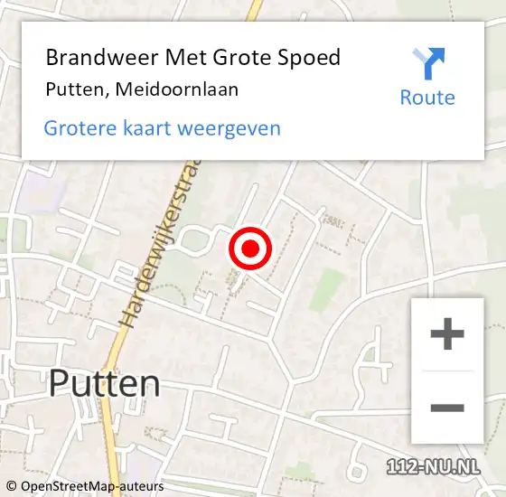 Locatie op kaart van de 112 melding: Brandweer Met Grote Spoed Naar Putten, Meidoornlaan op 17 juli 2020 11:30