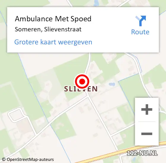 Locatie op kaart van de 112 melding: Ambulance Met Spoed Naar Someren, Slievenstraat op 17 juli 2020 11:33