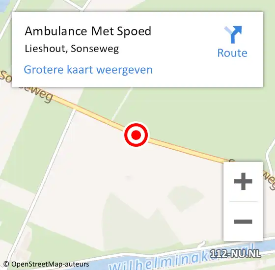 Locatie op kaart van de 112 melding: Ambulance Met Spoed Naar Lieshout, Sonseweg op 17 juli 2020 11:52