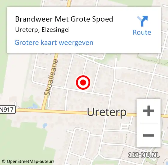 Locatie op kaart van de 112 melding: Brandweer Met Grote Spoed Naar Ureterp, Elzesingel op 12 mei 2014 21:09