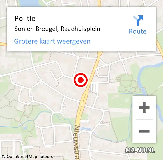 Locatie op kaart van de 112 melding: Politie Son en Breugel, Raadhuisplein op 17 juli 2020 12:43