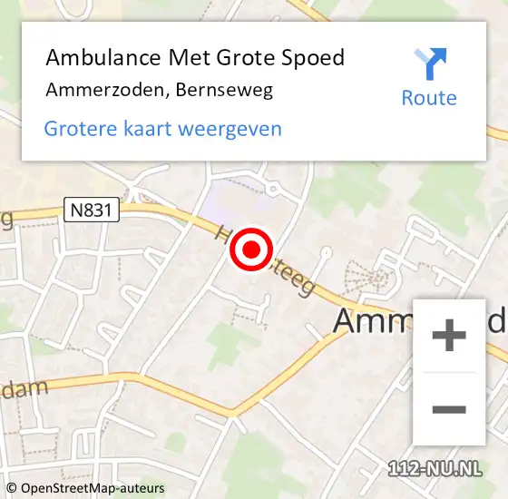 Locatie op kaart van de 112 melding: Ambulance Met Grote Spoed Naar Ammerzoden, Bernseweg op 17 juli 2020 12:49