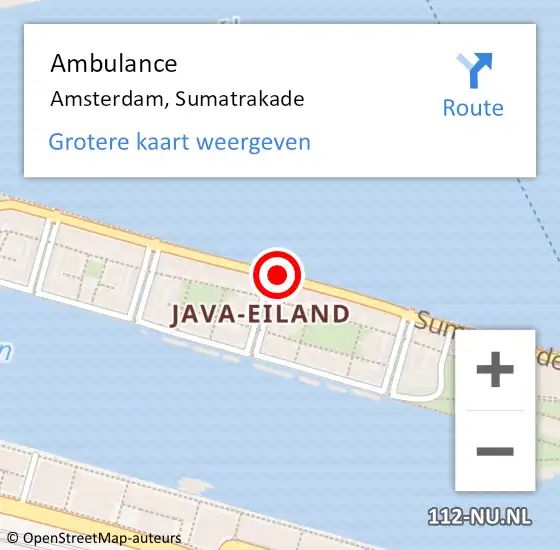 Locatie op kaart van de 112 melding: Ambulance Amsterdam, Sumatrakade op 17 juli 2020 13:18