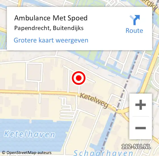 Locatie op kaart van de 112 melding: Ambulance Met Spoed Naar Papendrecht, Buitendijks op 17 juli 2020 13:36