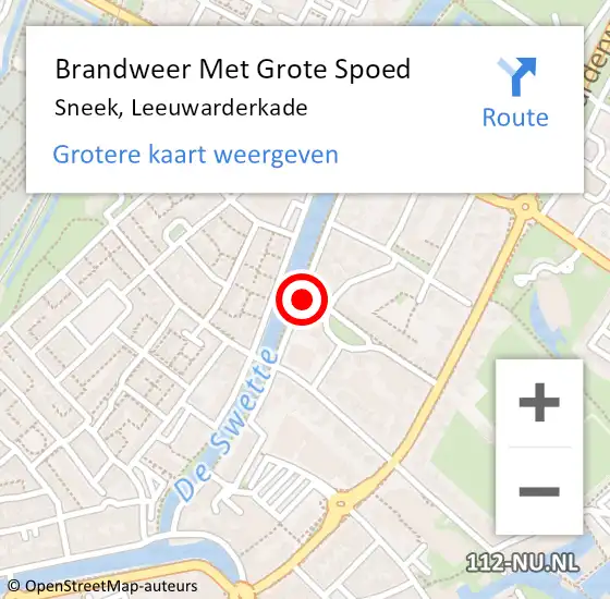 Locatie op kaart van de 112 melding: Brandweer Met Grote Spoed Naar Sneek, Leeuwarderkade op 17 juli 2020 13:49