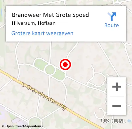 Locatie op kaart van de 112 melding: Brandweer Met Grote Spoed Naar Hilversum, Hoflaan op 17 juli 2020 14:11
