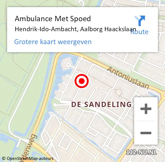 Locatie op kaart van de 112 melding: Ambulance Met Spoed Naar Hendrik-Ido-Ambacht, Aalborg Haackslaan op 17 juli 2020 14:19