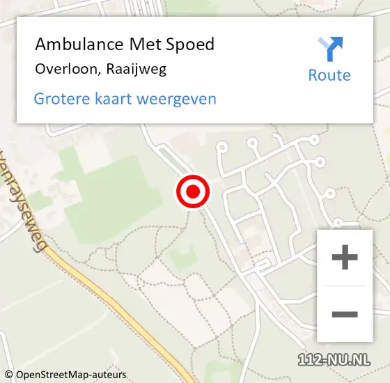 Locatie op kaart van de 112 melding: Ambulance Met Spoed Naar Overloon, Raaijweg op 17 juli 2020 14:21