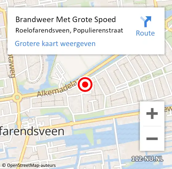 Locatie op kaart van de 112 melding: Brandweer Met Grote Spoed Naar Roelofarendsveen, Populierenstraat op 12 mei 2014 21:38