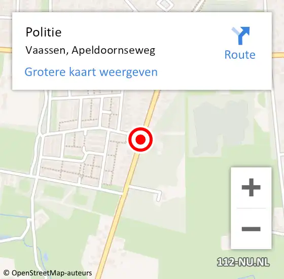 Locatie op kaart van de 112 melding: Politie Vaassen, Apeldoornseweg op 17 juli 2020 15:24