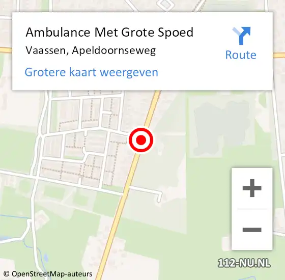 Locatie op kaart van de 112 melding: Ambulance Met Grote Spoed Naar Vaassen, Apeldoornseweg op 17 juli 2020 15:30