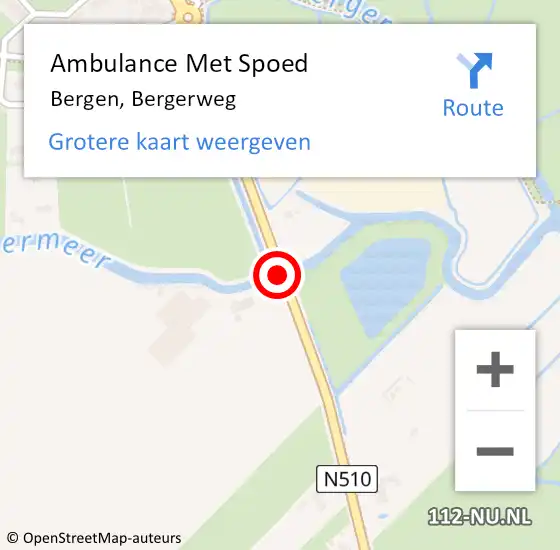 Locatie op kaart van de 112 melding: Ambulance Met Spoed Naar Bergen, Bergerweg op 17 juli 2020 15:35