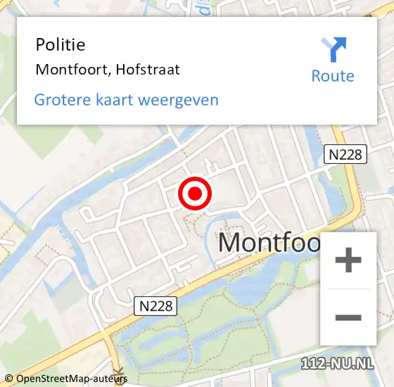 Locatie op kaart van de 112 melding: Politie Montfoort, Hofstraat op 17 juli 2020 15:40