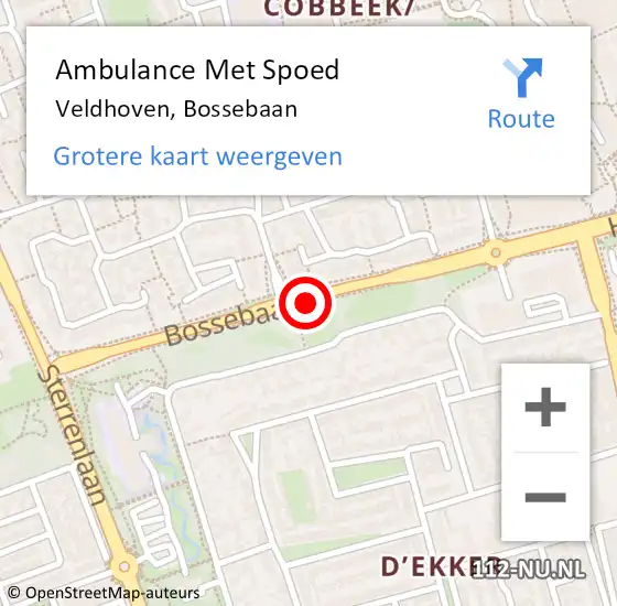 Locatie op kaart van de 112 melding: Ambulance Met Spoed Naar Veldhoven, Bossebaan op 17 juli 2020 16:01