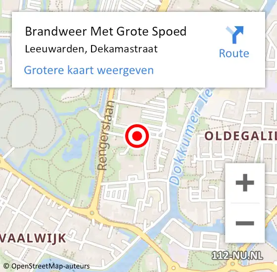 Locatie op kaart van de 112 melding: Brandweer Met Grote Spoed Naar Leeuwarden, Dekamastraat op 17 juli 2020 16:45