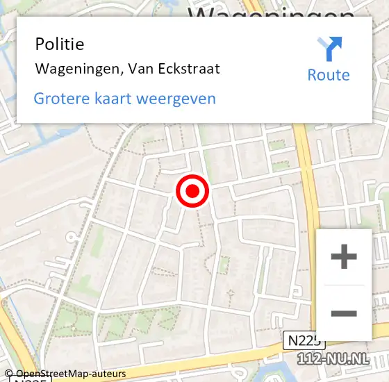 Locatie op kaart van de 112 melding: Politie Wageningen, Van Eckstraat op 17 juli 2020 16:57