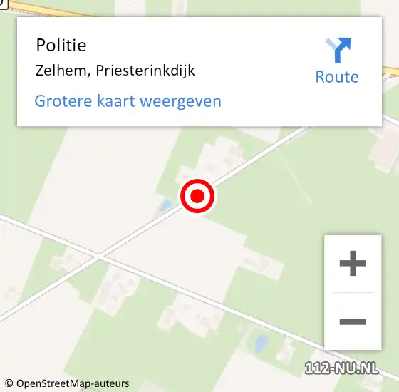 Locatie op kaart van de 112 melding: Politie Zelhem, Priesterinkdijk op 17 juli 2020 17:08