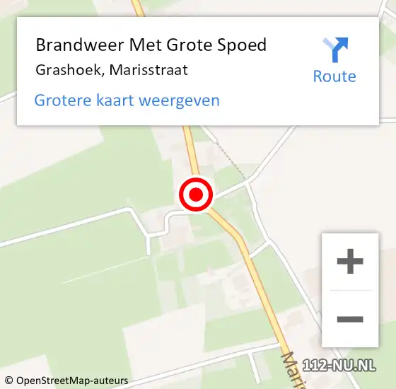 Locatie op kaart van de 112 melding: Brandweer Met Grote Spoed Naar Grashoek, Marisstraat op 17 juli 2020 18:24