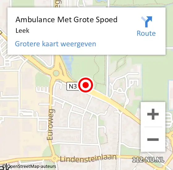 Locatie op kaart van de 112 melding: Ambulance Met Grote Spoed Naar Leek op 17 juli 2020 19:44