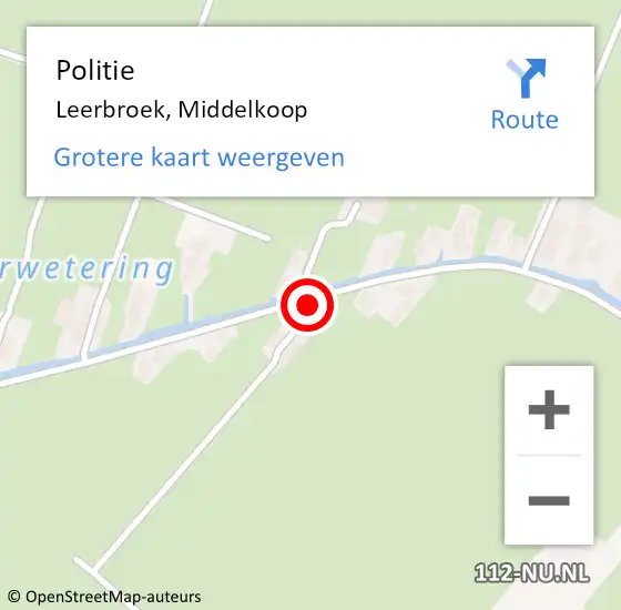 Locatie op kaart van de 112 melding: Politie Leerbroek, Middelkoop op 17 juli 2020 19:50