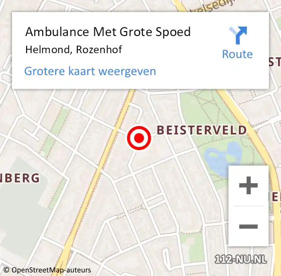 Locatie op kaart van de 112 melding: Ambulance Met Grote Spoed Naar Helmond, Rozenhof op 17 juli 2020 19:53