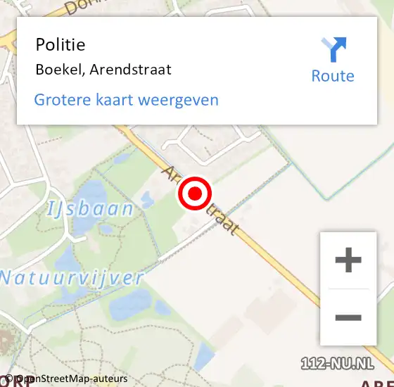 Locatie op kaart van de 112 melding: Politie Boekel, Arendstraat op 17 juli 2020 20:16