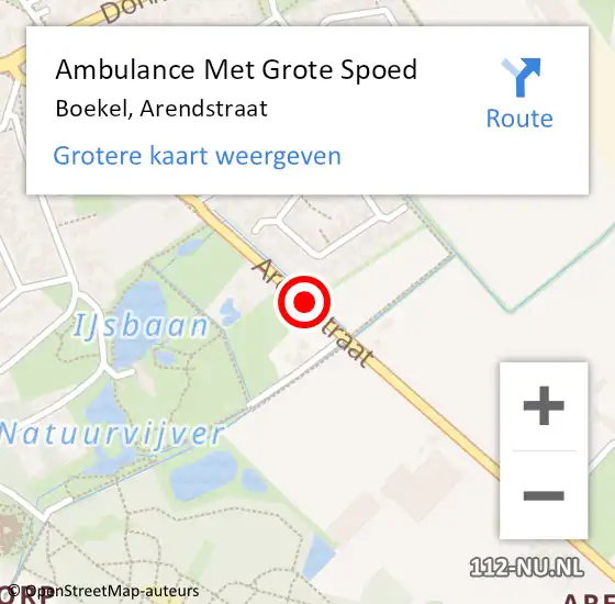 Locatie op kaart van de 112 melding: Ambulance Met Grote Spoed Naar Boekel, Arendstraat op 17 juli 2020 20:19