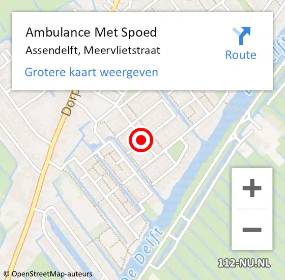 Locatie op kaart van de 112 melding: Ambulance Met Spoed Naar Assendelft, Meervlietstraat op 17 juli 2020 20:37