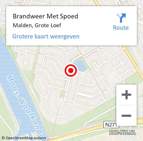 Locatie op kaart van de 112 melding: Brandweer Met Spoed Naar Malden, Grote Loef op 17 juli 2020 21:10