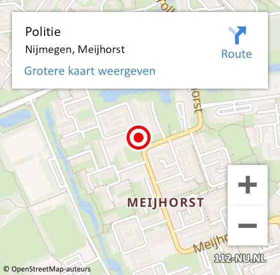 Locatie op kaart van de 112 melding: Politie Nijmegen, Meijhorst op 17 juli 2020 22:19