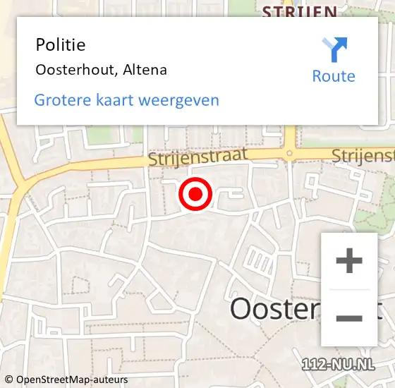 Locatie op kaart van de 112 melding: Politie Oosterhout, Altena op 17 juli 2020 22:31