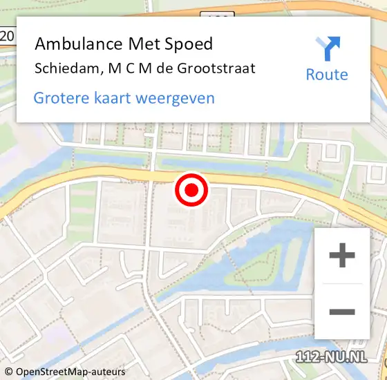 Locatie op kaart van de 112 melding: Ambulance Met Spoed Naar Schiedam, M C M de Grootstraat op 17 juli 2020 23:07