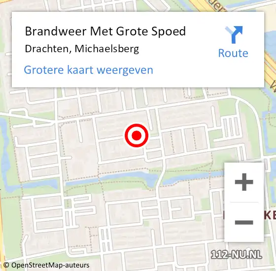 Locatie op kaart van de 112 melding: Brandweer Met Grote Spoed Naar Drachten, Michaelsberg op 17 juli 2020 23:14