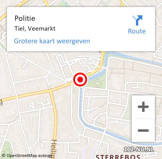 Locatie op kaart van de 112 melding: Politie Tiel, Veemarkt op 17 juli 2020 23:26