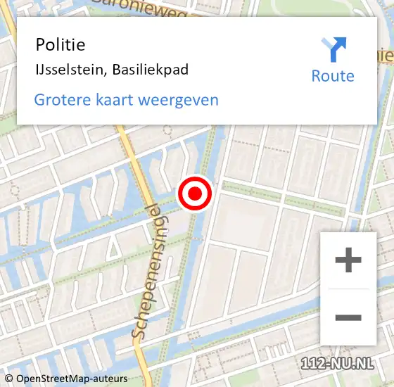 Locatie op kaart van de 112 melding: Politie IJsselstein, Basiliekpad op 18 juli 2020 00:01