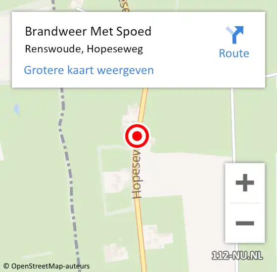 Locatie op kaart van de 112 melding: Brandweer Met Spoed Naar Renswoude, Hopeseweg op 18 juli 2020 00:11