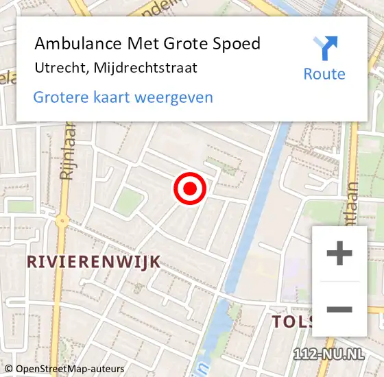 Locatie op kaart van de 112 melding: Ambulance Met Grote Spoed Naar Utrecht, Mijdrechtstraat op 18 juli 2020 00:31