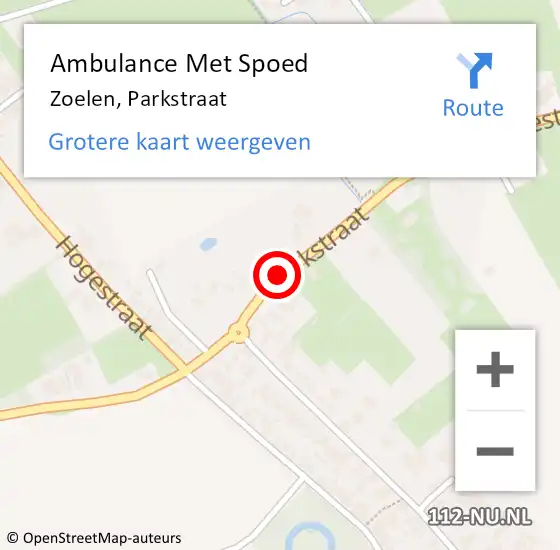 Locatie op kaart van de 112 melding: Ambulance Met Spoed Naar Zoelen, Parkstraat op 18 juli 2020 00:56