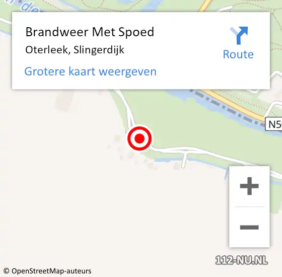 Locatie op kaart van de 112 melding: Brandweer Met Spoed Naar Oterleek, Slingerdijk op 18 juli 2020 01:12