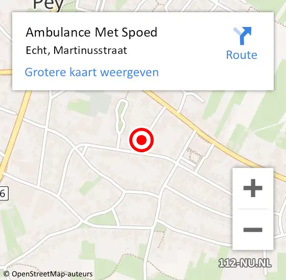 Locatie op kaart van de 112 melding: Ambulance Met Spoed Naar Echt, Martinusstraat op 12 mei 2014 22:53