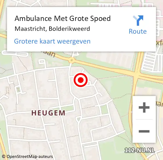 Locatie op kaart van de 112 melding: Ambulance Met Grote Spoed Naar Maastricht, Bolderikweerd op 12 mei 2014 22:56