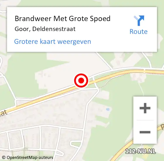 Locatie op kaart van de 112 melding: Brandweer Met Grote Spoed Naar Goor, Deldensestraat op 18 juli 2020 03:12