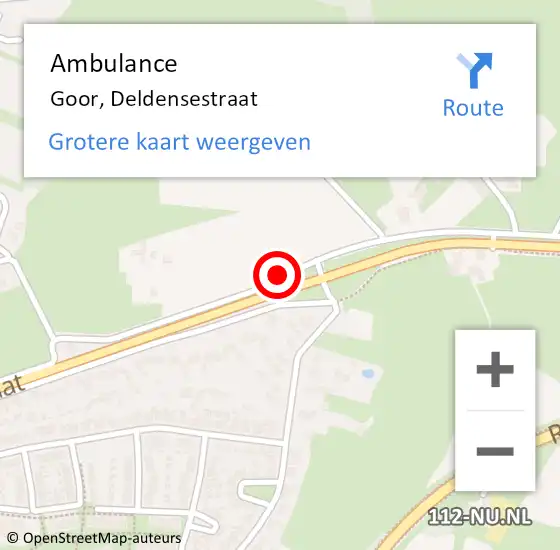 Locatie op kaart van de 112 melding: Ambulance Goor, Deldensestraat op 18 juli 2020 03:13